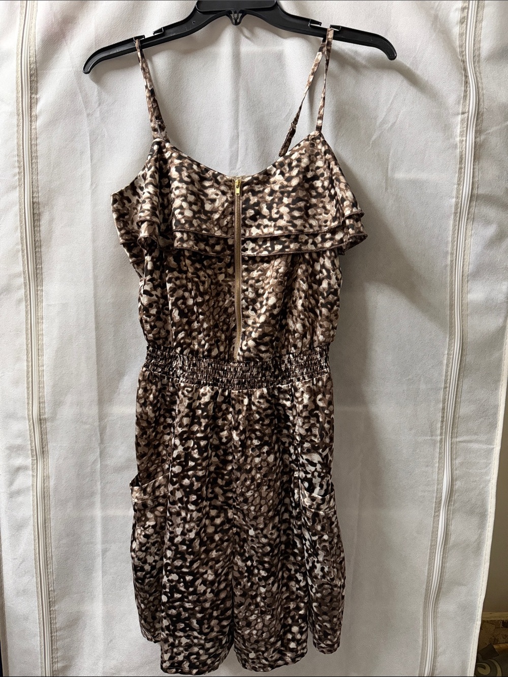 Monroe & Main Ruffled Romper with Gold Zip
